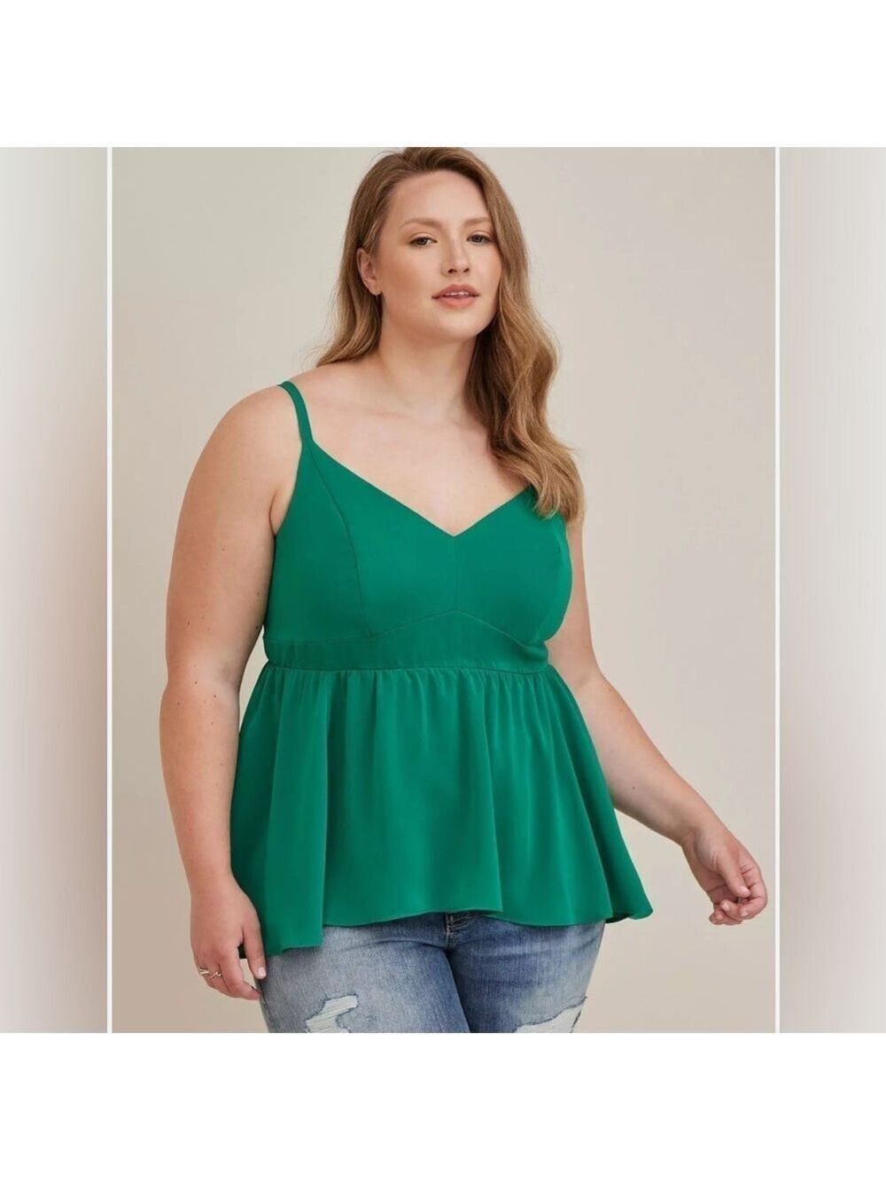 Torrid Green Peplum Studio Crepe de Chine Top size 5X